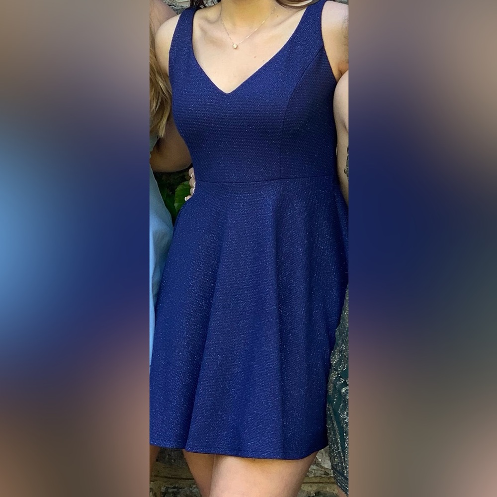 Jump Apparel Juniors navy blue sparkle homecoming dress